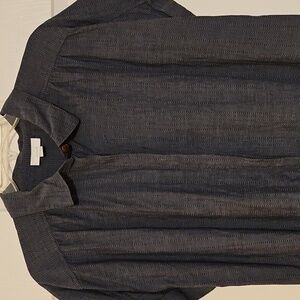 Pure Jill J Jill Dark Charcoal Dress Tunic Cotton Short Sleeves